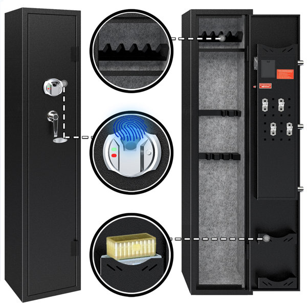 Kaer 180 Degrees Open Fingerprint Gun Safe for 35 Rifle, Inner Lining